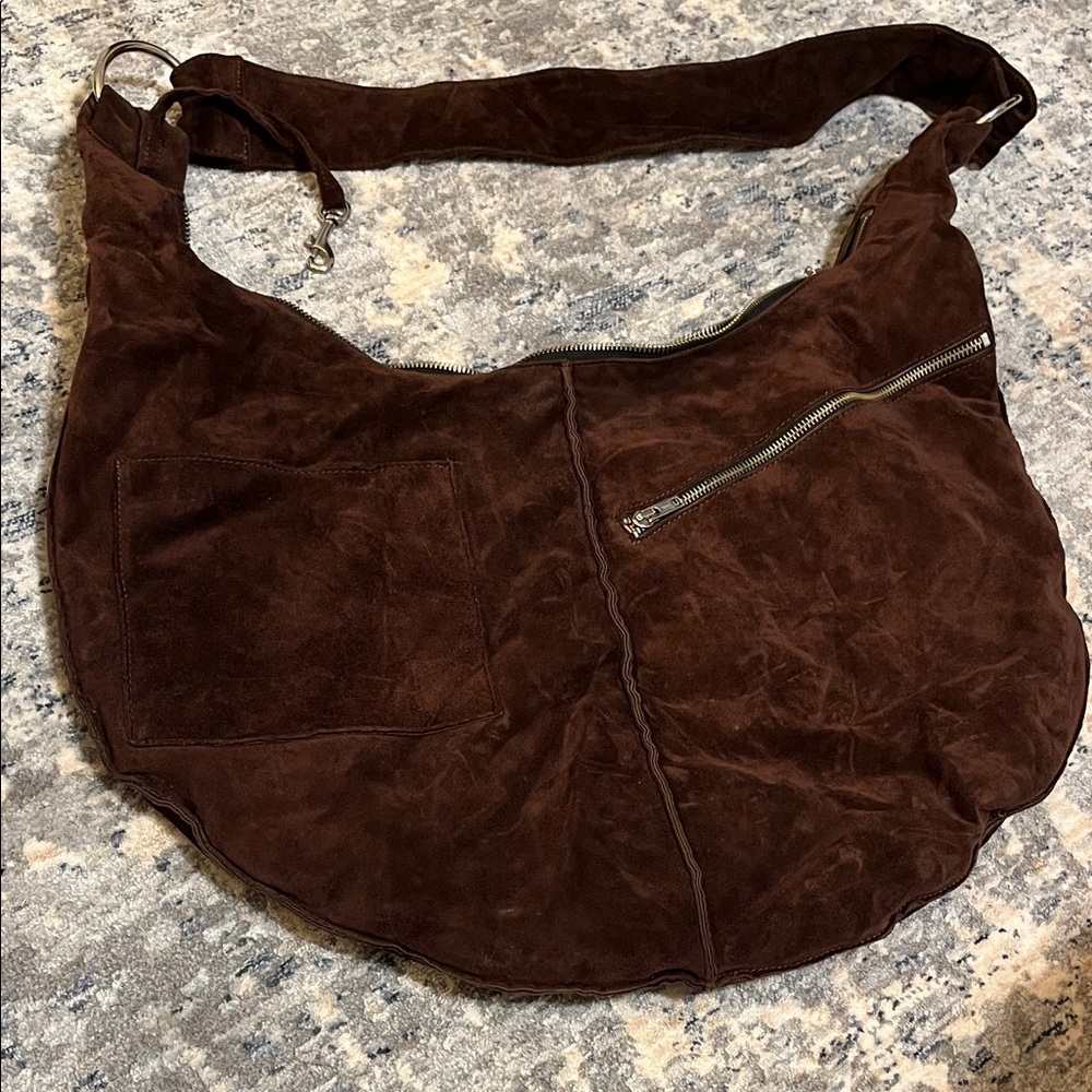 Allison Burns Brown Suede Crossbody Bag